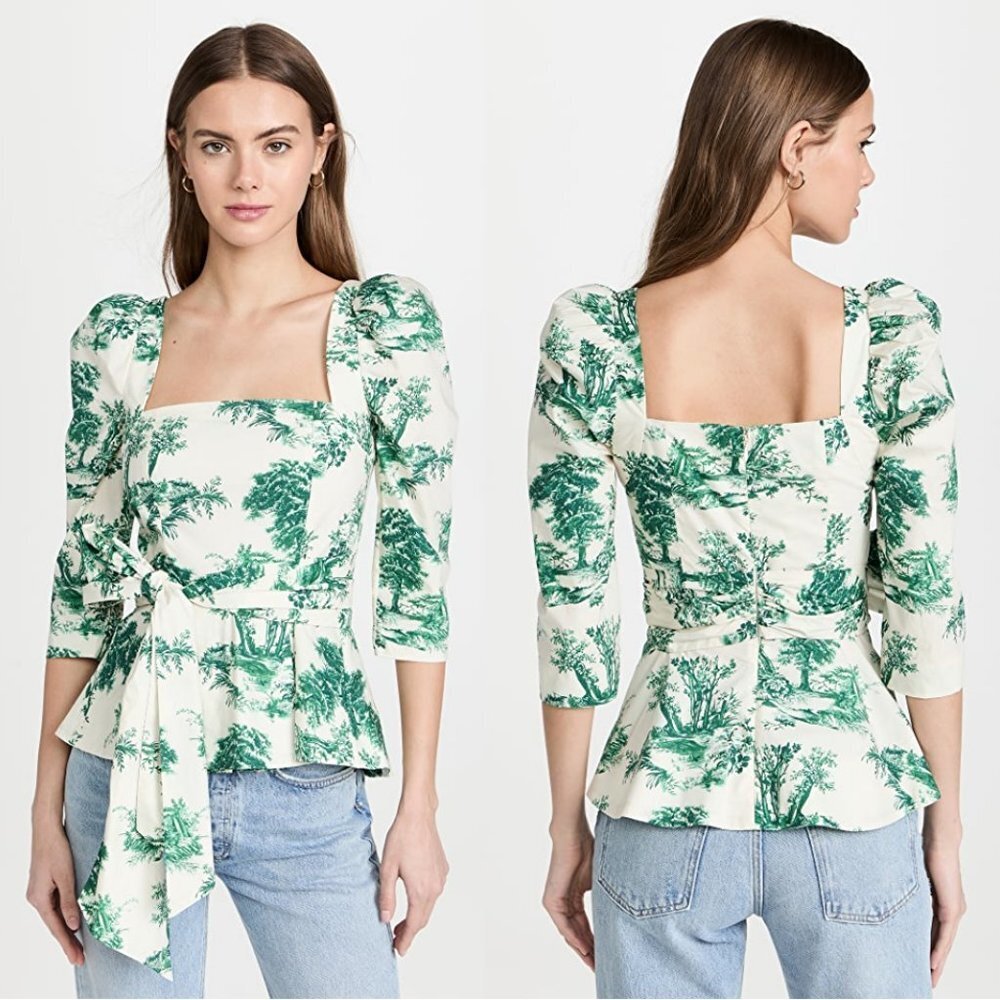Cara Cara Lauren Top in Forest Toile Green 0